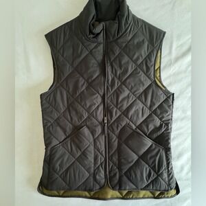 J. Crew Men's Quilted Vest - Black and Green Size Medium